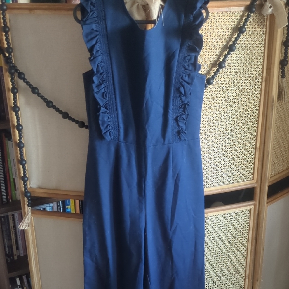 Elegant Navy Blue Ruffle Dress